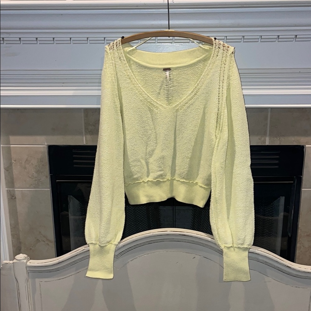 Yellow V-Neck Free People Sweater